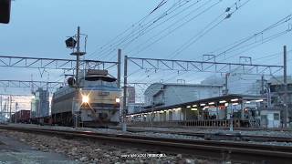 JR貨物　EF66 30号機牽引の93ﾚ＆90ﾚ貨物列車を安治川口で撮影（H29.12.10）