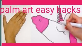 palm art easy hacks for beginner| how to draw unicorn and dragon @funwithhassan