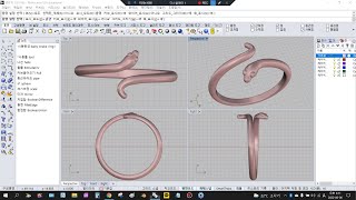 [5분완성/주얼리]  강의 snake ring 뱀반지 rhino 3d 모델링 뱀그리기 동물 쉽고 빠르게 라이노 쉽게하기