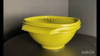 TUPPERWARE Vintage Harvest Green Servalier Food Storage Bowl \u0026 Lid 840-16 MCM