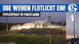 Parkstadion: Schalke 04 und Ultras Gelsenkirchen weihen geretteten Flutlichtmast ein (28.01.2023)