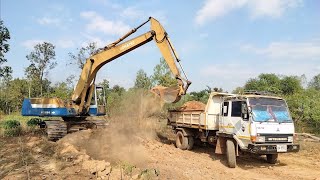 Komatsu Pc 200-5 ตักหินลูกรัง ฝุ่นตลบ วิ่งงานทาง อ.บ.ต Excavator DumpTruck