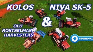 Farming Simulator 17: KOLOS VS NIVA SK-5 - OLD ROSTSELMASH - WHEAT, SUNFLOWER, CORN HARVESTING -link