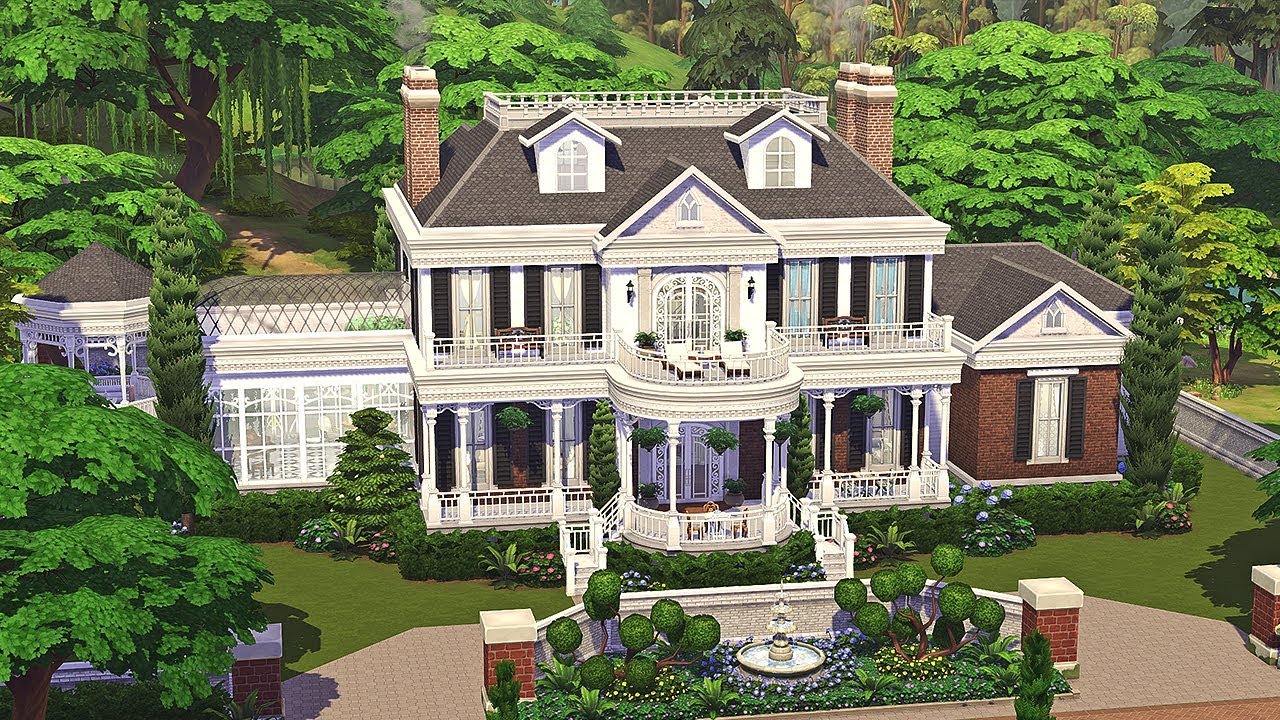 Colonial Estate || The Sims 4 Family Home: Speed Build Part 1 - YouTube