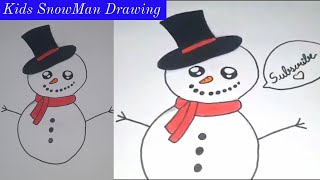 How to Draw | a Easy | SNOWMAN  | Step by step | Kids Drawing | DIY