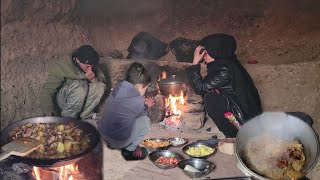 Cave's Life in the Coldest Mountain of Afghanistan | Young Mother Cooking Cave Style Food.