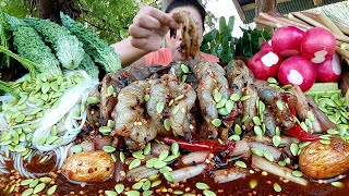 ตำกุ้งสดสายบัว เผ็ดนัวน้ำปลาร้าเเกล้มมะระชะอมผักบุ้งนากรอบๆ|ส้มซ่าพาเเซ่บ 28 พฤศจิกายน ค.ศ. 2023