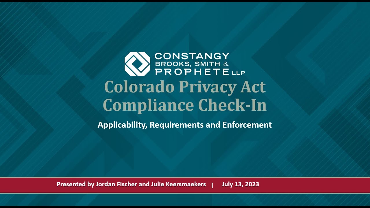 Constangy Webinar Colorado Privacy Act Compliance Check In Youtube