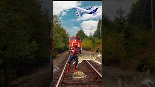 Train vs spider man,wolf, turtle,rabbit in train line #shorts #viral