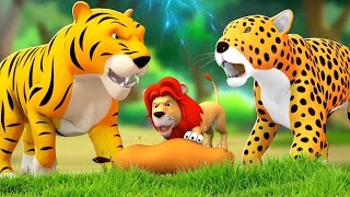 बाघ और चीता शेर सगे भाई का युद्ध - Tiger Cheetah \u0026 Lion Brother Fight Hindi Kahaniya | JOJO TV Kids