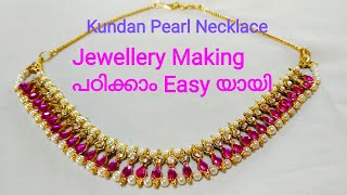 How To Make Kundan Necklace | Pearl Necklace | Jewellery Making | DIY Necklace | Shabna's Designs