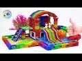 🔴top 1 diy how to make a 2 storey house with a water wheel and a fish tank using magnetic balls 55