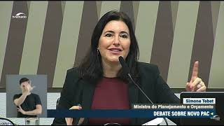 Ministra Simone Tebet participa de audiência no Senado sobre o PAC