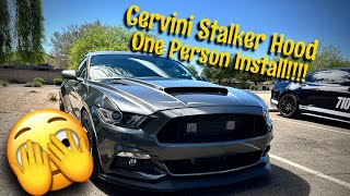 Installing Cervini Stalker Hood on my ProCharged 2017 Mustang 3.7 ( V6 ) by Myself.