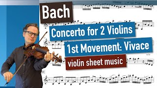 Bach Double Violin Concerto in D minor, 1st Movement: Vivace, BWV 1043, Violin 2, violin sheet music