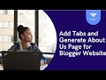 | How to add tabs and create About us page for Blogger Website | this is very easy method