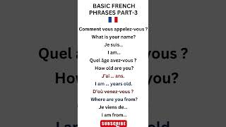 BASIC FRENCH PHRASES🇫🇷#english #learnfrench #french #shorts #ytshorts #frenchbasics  #trend #viral