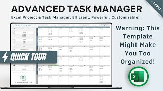 Excel Task Manager: Organize Work, Track Deadlines, Manage Teams, Boost Productivity - Quick Tour