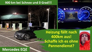 900km Mercedes EQE bei 0 Grad und Schnee - Verbrauch geht hoch, Heizung fällt aus - Pannendienst 🥶 😱