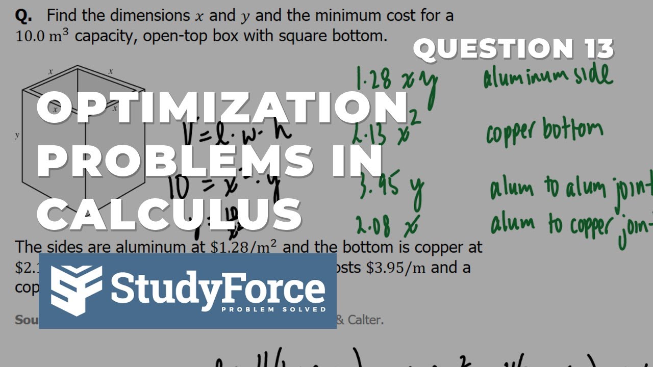 Minimum Cost Of Open Top Box Calculus Optimization Problem Youtube