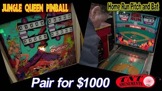 Gottlieb JUNGLE QUEEN Pinball and HOME RUN Pitch and Bat--WHO would want these? -TNT Amusements