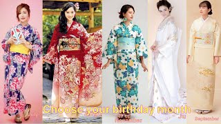 Choose your birthday month to see your Japan kimono costume