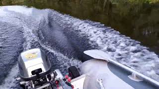 Honda 5HP 4Stroke outboard motor going full speed