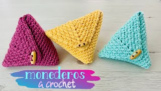 MONEDEROS A CROCHET / COMO TEJER MONEDERO DE PIRAMIDE a CROCHET FÁCIL PASO A PASO