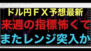 【ドル円FX予想最新】今年の最高値更新したのも束の間でしたね・・・あの急下落怖いですね。。。恐らくまたレンジが続くと予想します！来週の強力な指標を警戒して、前日の高安約95pipsのレンジ幅で停滞か！