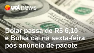 Dólar passa de R$ 6,10 e Bolsa cai na sexta-feira pós anúncio de pacote de Haddad