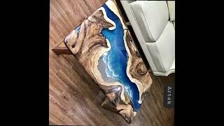 Epoxy Resin Table, Dining Table, ocean Design, Wood Epoxy Art, Coffee Table Epoxy Table, Resin Table