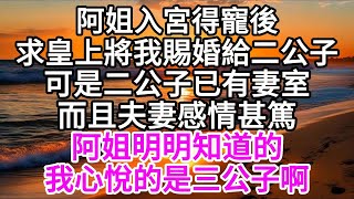 阿姐入宮得寵後，求皇上將我賜婚給二公子，可是二公子已有妻室，而且夫妻感情甚篤，阿姐明明知道的，我心悅的是三公子啊 【美好人生】