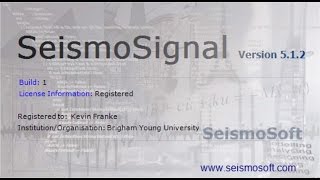 CEEN 545 Supplemental Lecture - SeismoSignal Software Demonstration