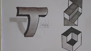 Very Easy Drawing 3D Letter T - Trick Art with Pencil