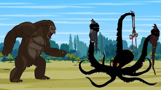 Godzilla, Kong vs. Giant Squid Scene [HD] | Godzilla Animation Cartoon