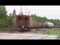 ex crex leader empty gypsum train cn 511 west passing thru burnside ns at track speed