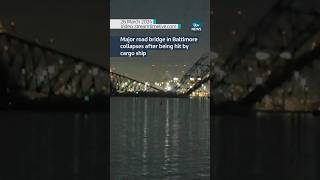 Major road bridge in Baltimore collapses after being hit by cargo ship #itvnews #baltimore