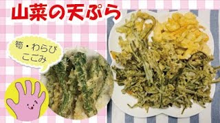 【山菜　天ぷら】　たけのこ・わらび・こごみ