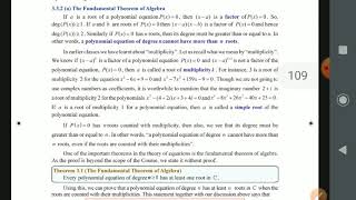 Fundamental theorem of Algebra in 12th std maths