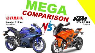 Yamaha R15 V4 vs KTM RC 125 | MEGA COMPARISON @bikeinfo-199 #bikecompare