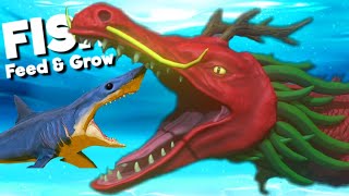 HUGE Red Dragon Fish Vs Prognathodon - Feed And Grow Fish