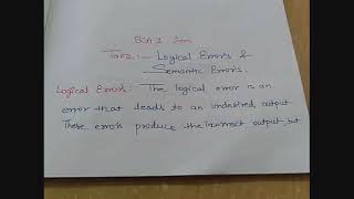 LOGICAL ERRORS & SEMANTIC ERRORS