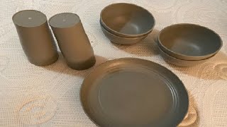 Wheat Straw Dinnerware Sets, 12 Piece Lightweight Plastic Dinnerware Set Review, Great well made set