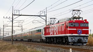 【普電退避のためヒガハスにて停車！！】12/13 カシオペア紀行仙台行き EF81 95号機(尾)+E26系 9011レ