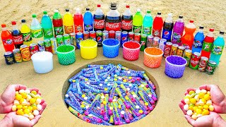 Rainbow Orbeez VS Coca-Cola, Different Fanta, Mirinda, 7up, Chupa Chups and Mentos Underground!