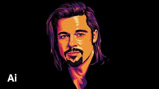 Brad Pitt Vector Portrait in Adobe Illustrator 2020 | Vector Art | Vector Illustration | Speed Art