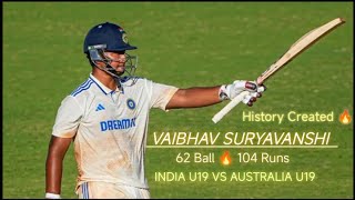 vaibhav suryavanshi Batting 🏏 62 Ball 🔥 104 run INDIA U19 VS AUSTRALIA U19 #chennai #bcci #cricket