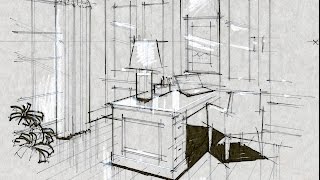 Tutorial - Hand Rendering, Make Perspective from Image, Office, 160212