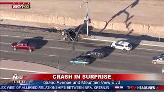 SERIOUS INJURY CRASH: Driver hurt after crashing into Surprise, AZ light pole (FNN)