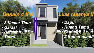 Renovasi rumah - 4X6 Konsep modern Dengan 3 kamar tidur tetap berasa luas